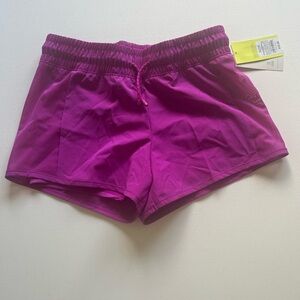 NWT All in Motion Girls Size XL 14 Shorts Drawstring Purple Liner No Pockets